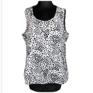 Chico’s Blouse Women’s Size L Dalmatian Spotted Polka Dot Printed Sleeveless